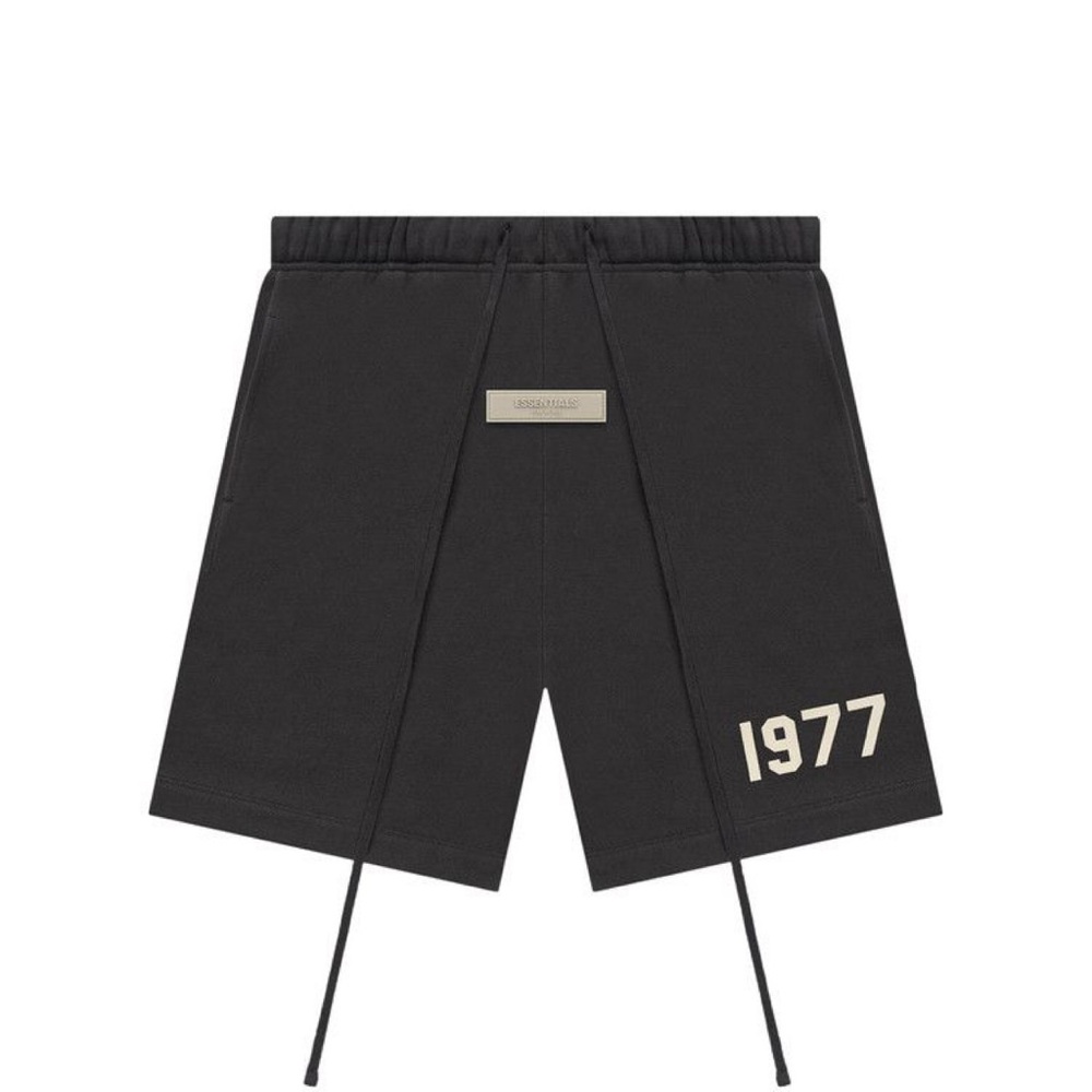 Essentials Black Shorts with 1977 Print